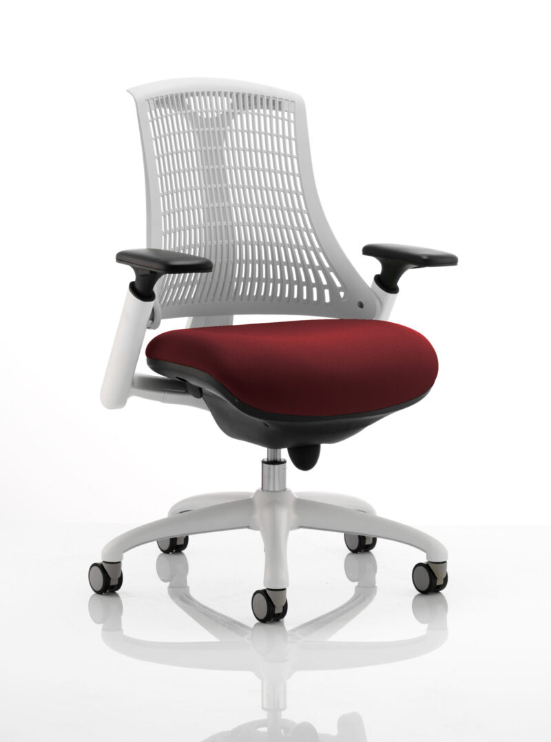 Shift Medium Back White Frame Task Operator Office Chair with Arms - Image 34