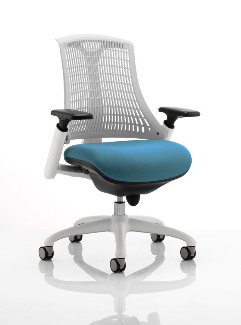 Shift Medium Back White Frame Task Operator Office Chair with Arms - Image 35
