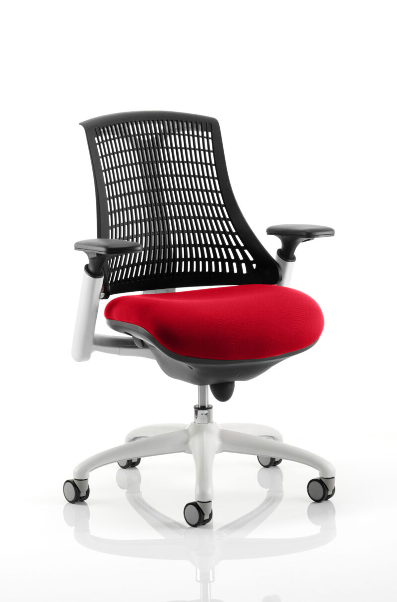 Shift Medium Back White Frame Task Operator Office Chair with Arms - Image 37