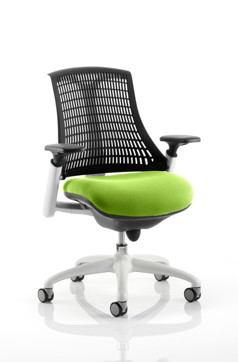 Shift Medium Back White Frame Task Operator Office Chair with Arms - Image 38