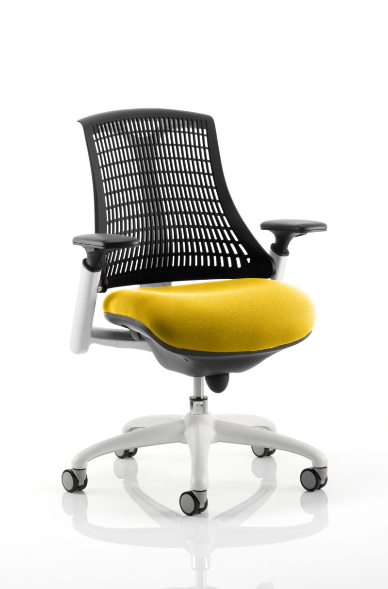 Shift Medium Back White Frame Task Operator Office Chair with Arms - Image 41