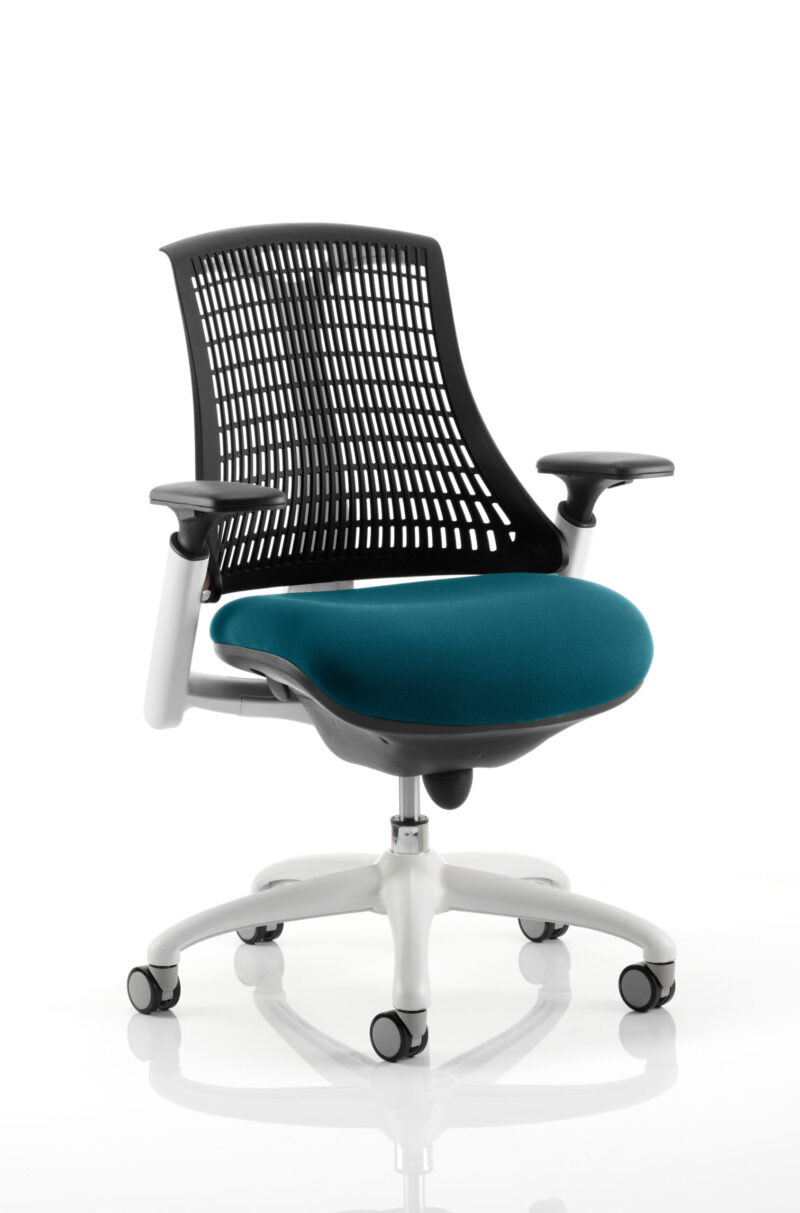 Shift Medium Back White Frame Task Operator Office Chair with Arms - Image 43
