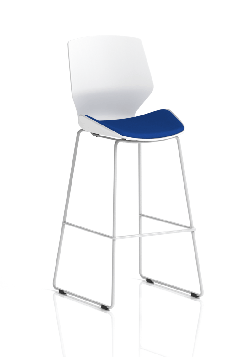 Verona White Frame Fabric Seat High Stool Chair - Image 9