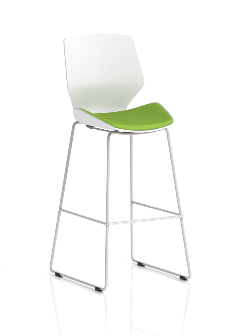 Verona White Frame Fabric Seat High Stool Chair - Image 10