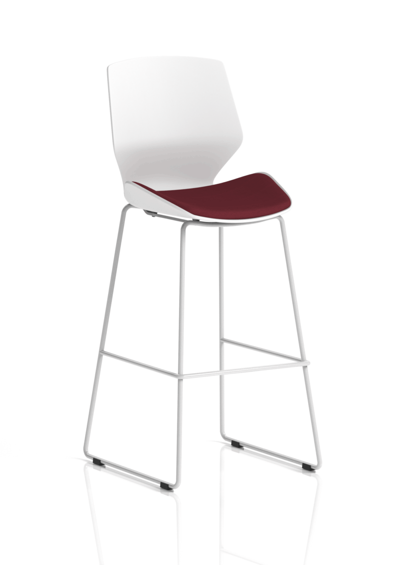 Verona White Frame Fabric Seat High Stool Chair - Image 11
