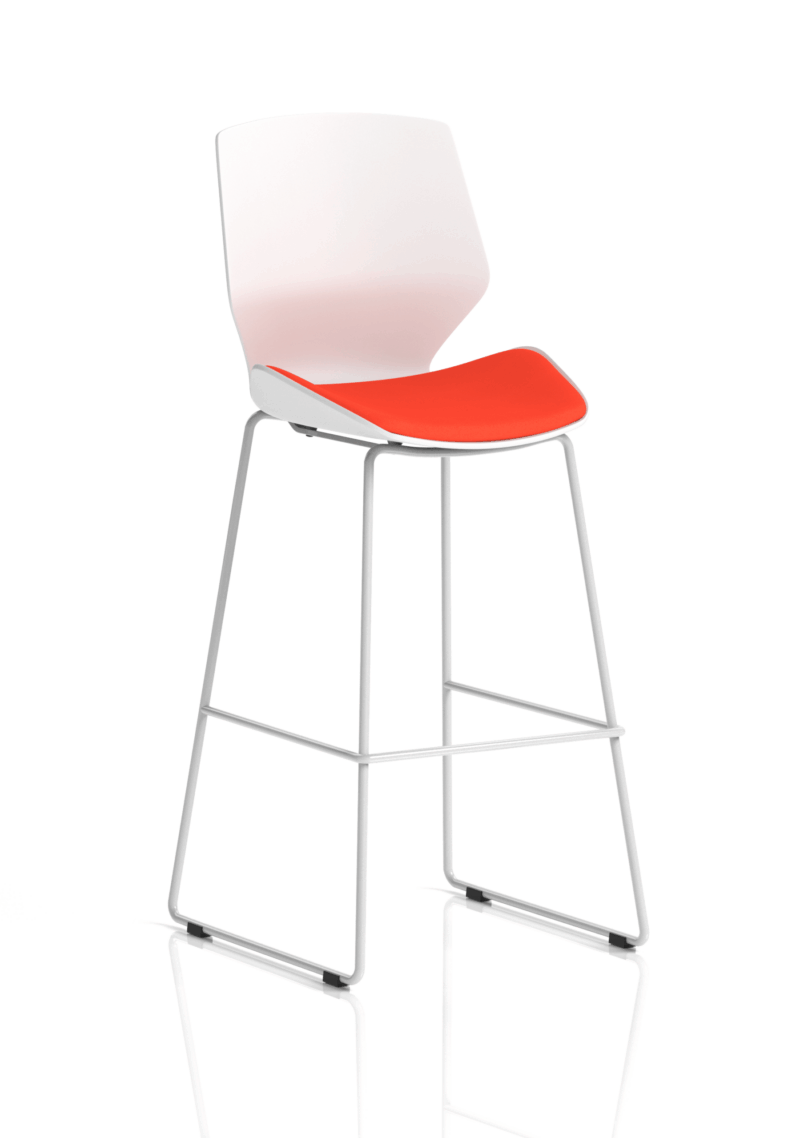 Verona White Frame Fabric Seat High Stool Chair - Image 12