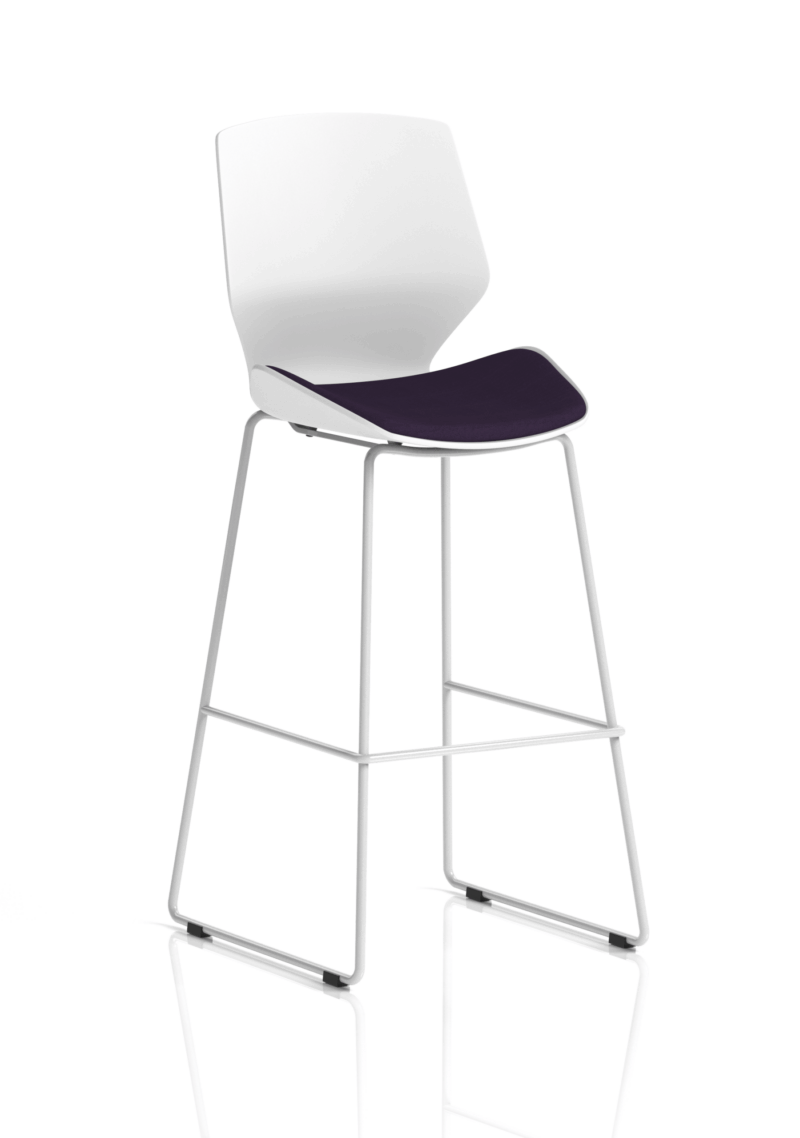 Verona White Frame Fabric Seat High Stool Chair - Image 14