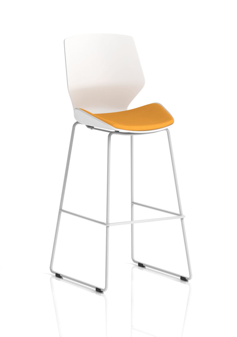 Verona White Frame Fabric Seat High Stool Chair - Image 16
