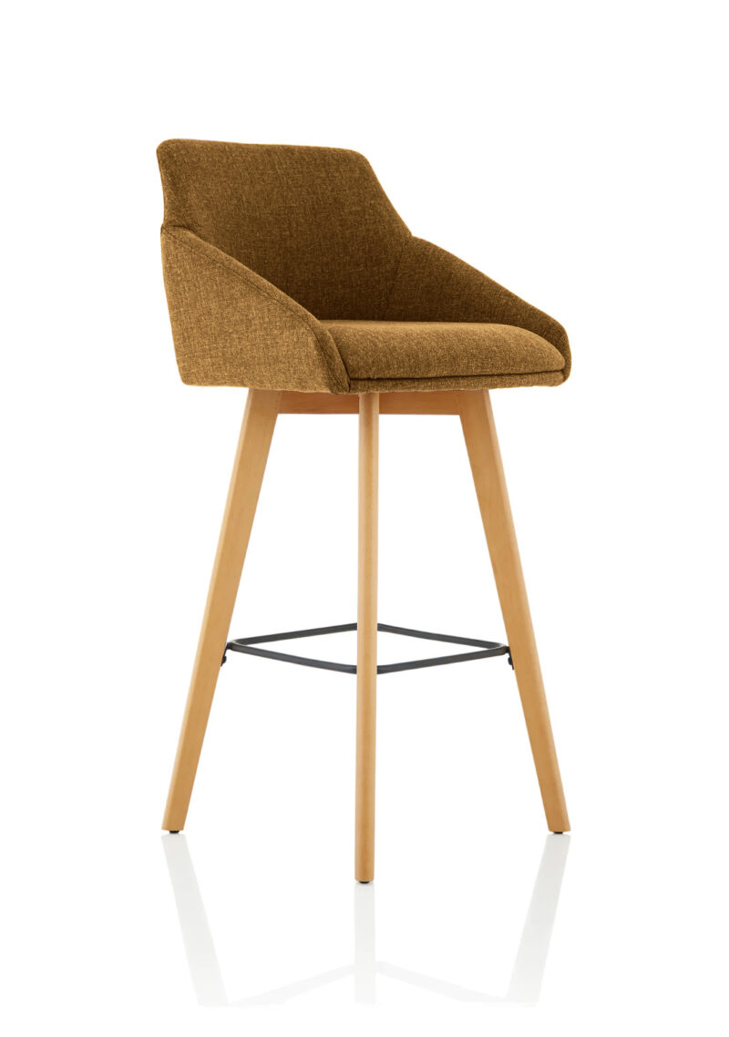 Maria Grey Fabric Wooden Leg High Stool Chair - Image 7