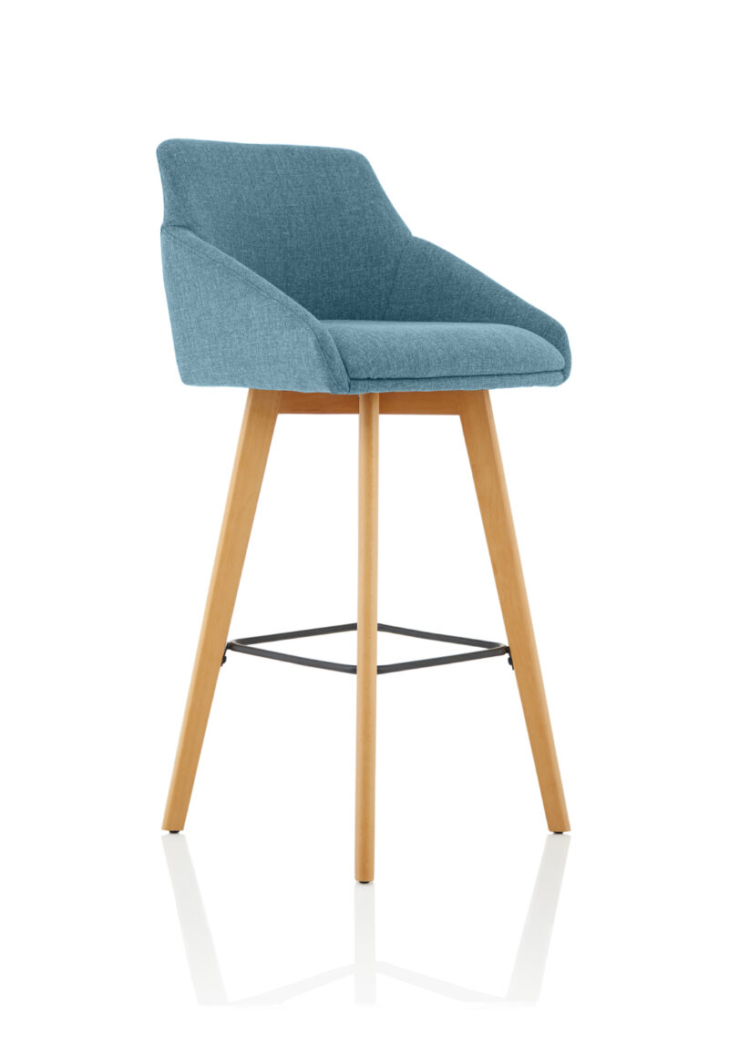 Maria Grey Fabric Wooden Leg High Stool Chair - Image 8