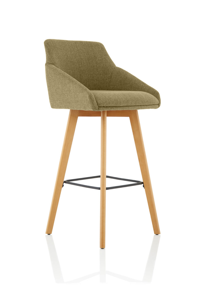 Maria Grey Fabric Wooden Leg High Stool Chair - Image 10