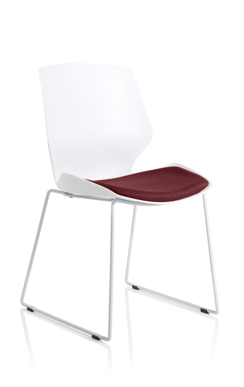 Verona Sled White Frame Fabric Seat Visitor Chair - Image 10