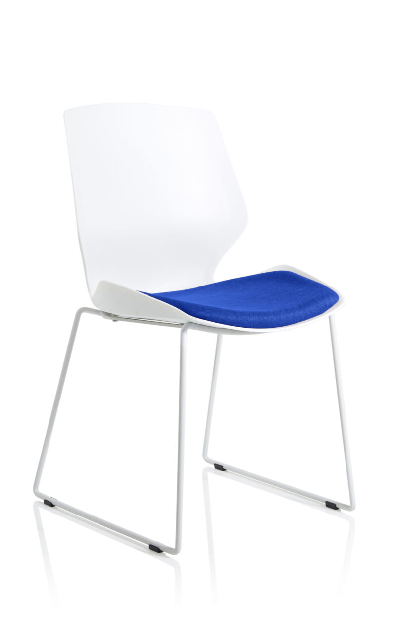 Verona Sled White Frame Fabric Seat Visitor Chair - Image 14