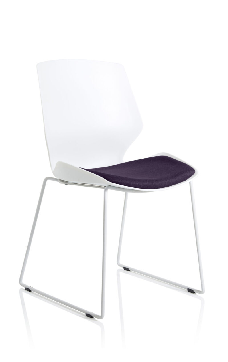 Verona Sled White Frame Fabric Seat Visitor Chair - Image 16