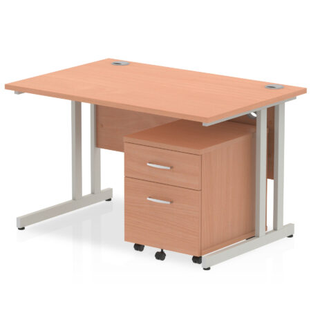 Surge 1200mm Cantilever Straight Desk With Mobile Pedestal