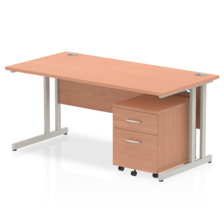 Surge 1600mm Cantilever Straight Desk With Mobile Pedestal