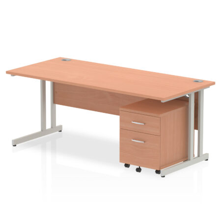 Surge 1800mm Cantilever Straight Desk With Mobile Pedestal