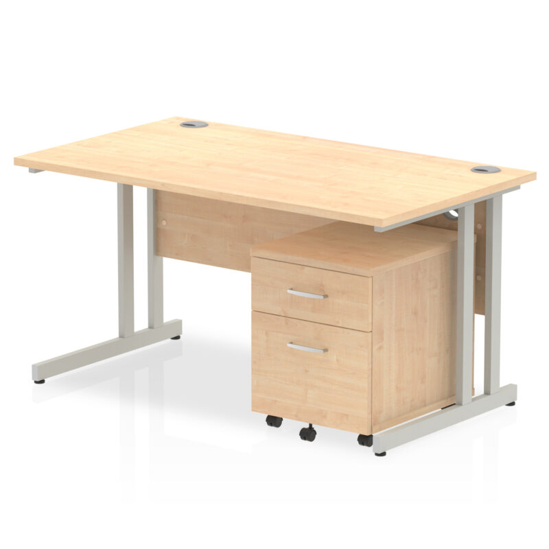 Surge 1400mm Cantilever Straight Desk With Mobile Pedestal - Image 9