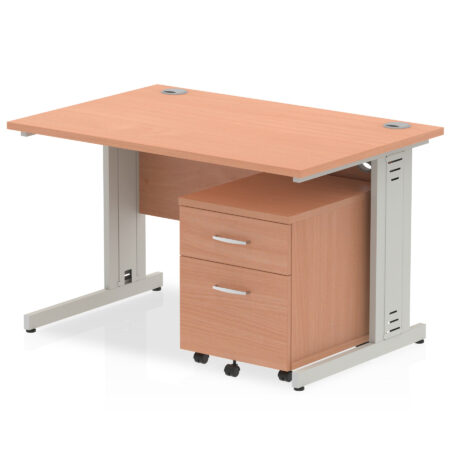 Surge 1200mm Cable Managed Straight Desk With Mobile Pedestal