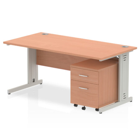 Surge 1600mm Cable Managed Straight Desk With Mobile Pedestal