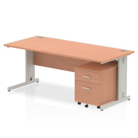 Surge 1800mm Cable Managed Straight Desk With Mobile Pedestal