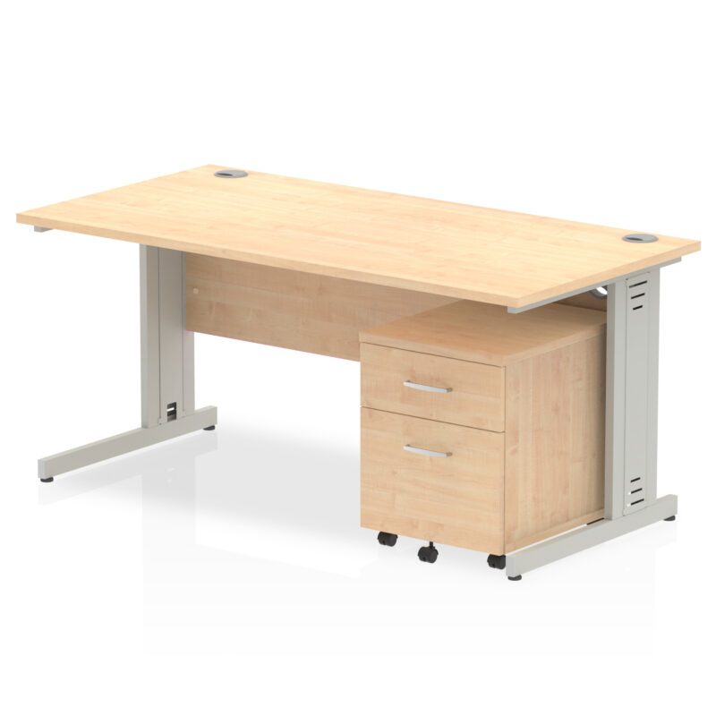 Surge 1600mm Cable Managed Straight Desk With Mobile Pedestal - Image 9