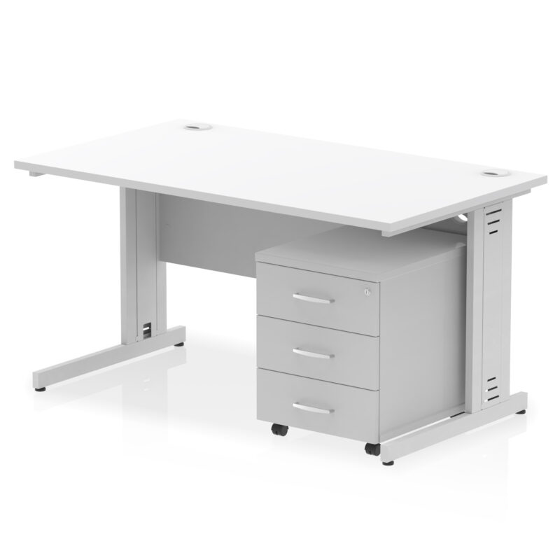 Surge 1400mm Cable Managed Straight Desk With Mobile Pedestal - Image 22