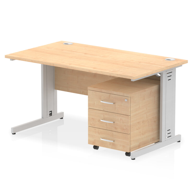 Surge 1400mm Cable Managed Straight Desk With Mobile Pedestal - Image 10