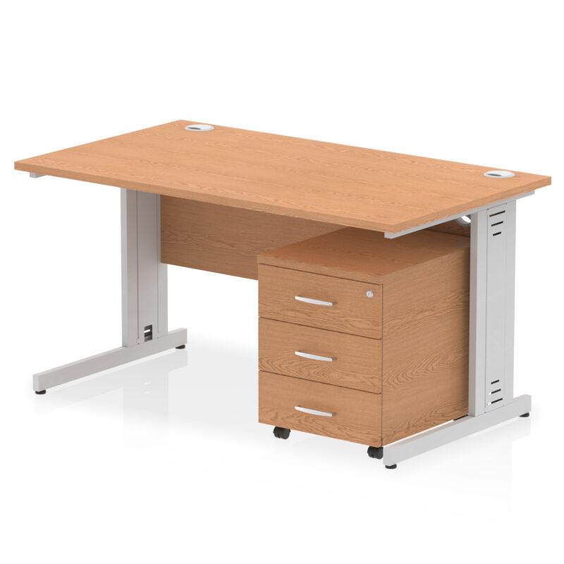 Surge 1400mm Cable Managed Straight Desk With Mobile Pedestal - Image 14