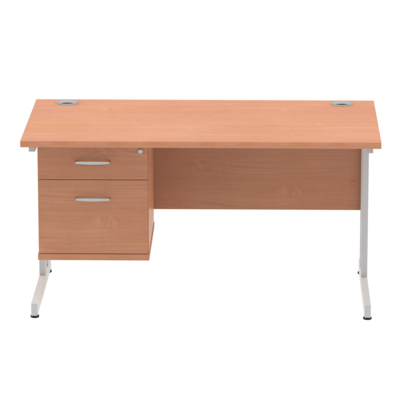 Surge 1400mm Cantilever Straight Desk With Single Fixed Pedestal - Image 61