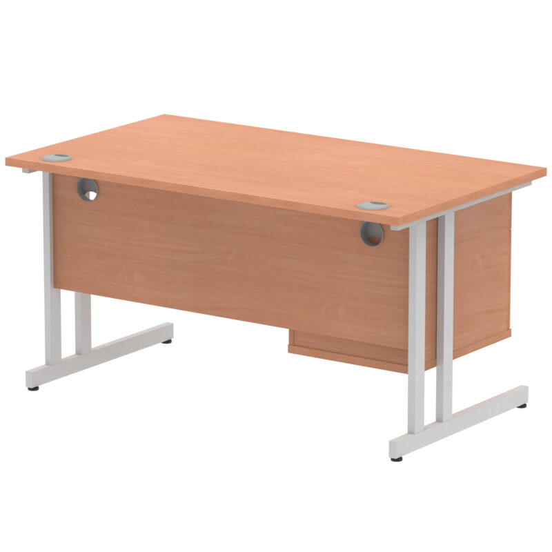 Surge 1400mm Cantilever Straight Desk With Single Fixed Pedestal - Image 64