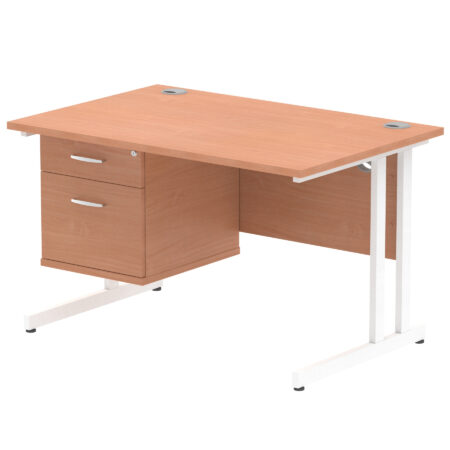 Surge 1200mm Cantilever Straight Desk With Single Fixed Pedestal