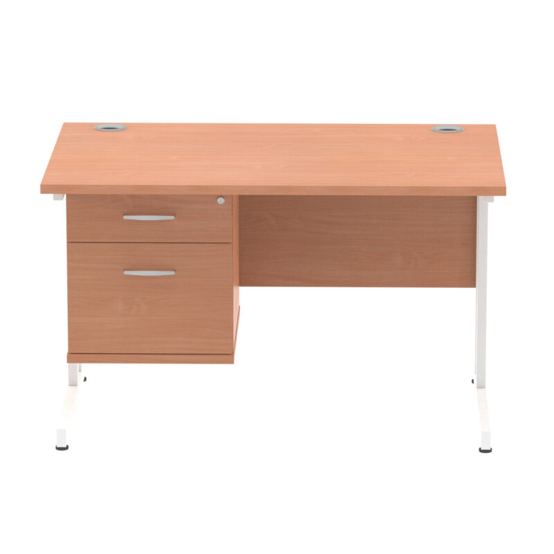 Surge 1200mm Cantilever Straight Desk With Single Fixed Pedestal - Image 2