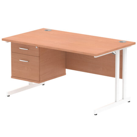 Surge 1400mm Cantilever Straight Desk With Single Fixed Pedestal