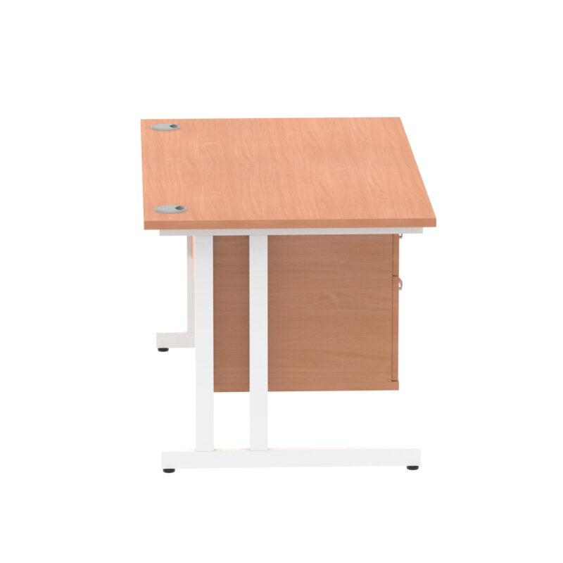 Surge 1400mm Cantilever Straight Desk With Single Fixed Pedestal - Image 4