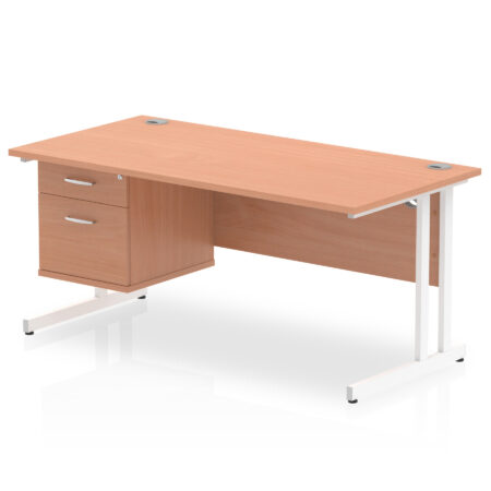 Surge 1600mm Cantilever Straight Desk With Single Fixed Pedestal