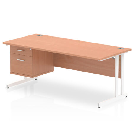 Surge 1800mm Cantilever Straight Desk With Single Fixed Pedestal