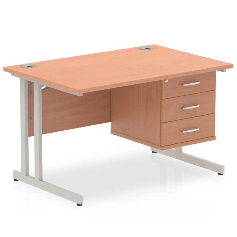 Surge 1200mm Cantilever Straight Desk With Single Fixed Pedestal - Image 69