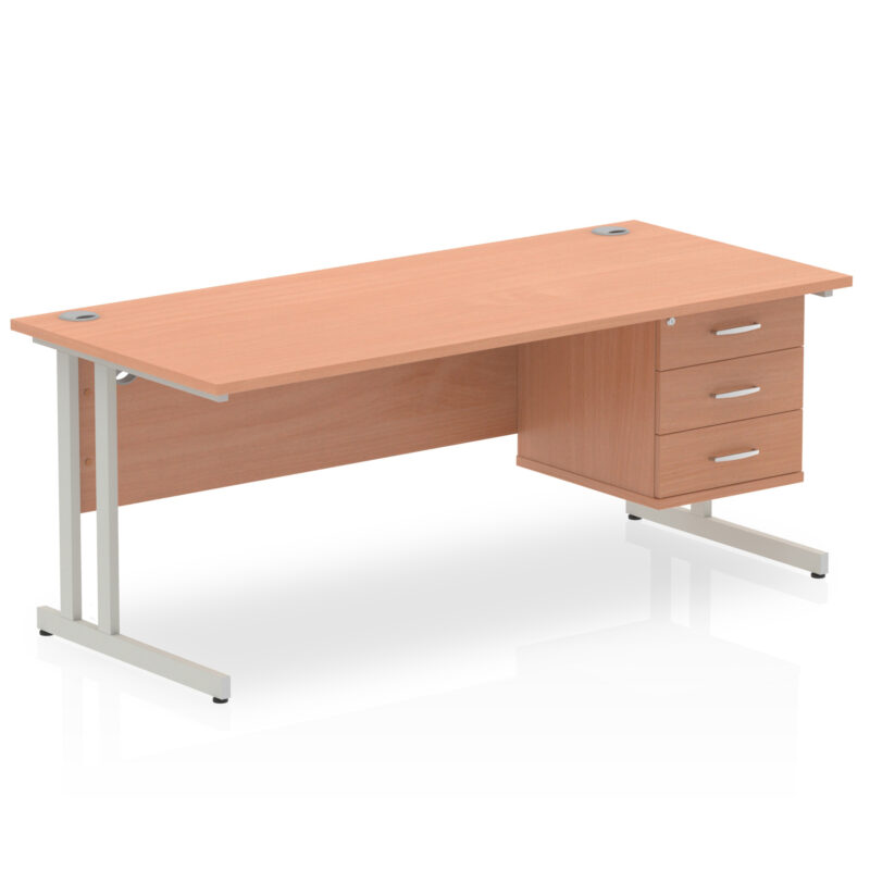 Surge 1800mm Cantilever Straight Desk With Single Fixed Pedestal - Image 26