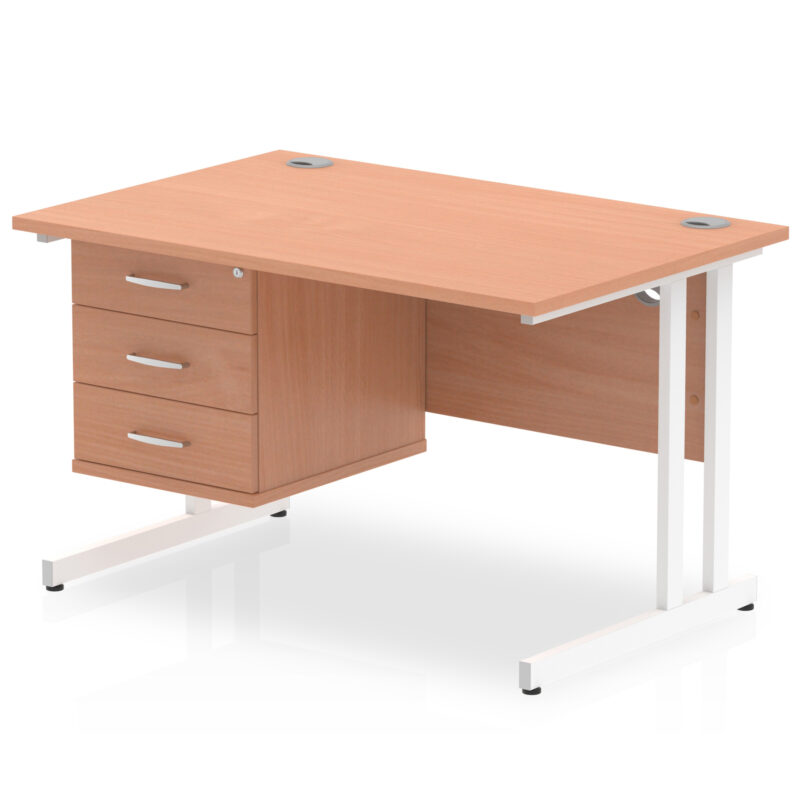 Surge 1200mm Cantilever Straight Desk With Single Fixed Pedestal - Image 9