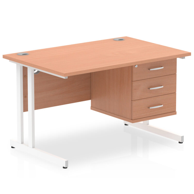 Surge 1200mm Cantilever Straight Desk With Single Fixed Pedestal - Image 10