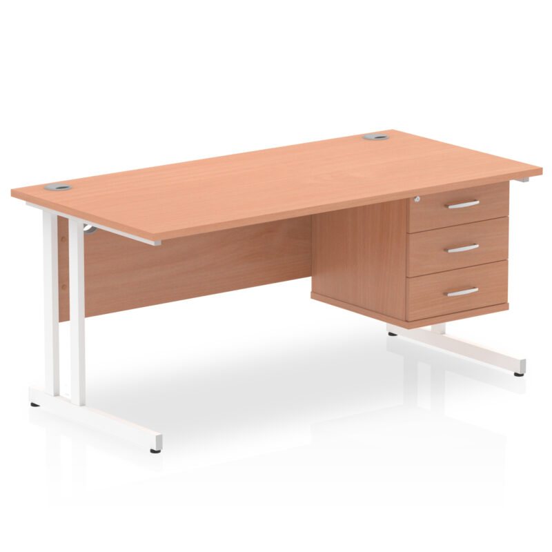 Surge 1600mm Cantilever Straight Desk With Single Fixed Pedestal - Image 4