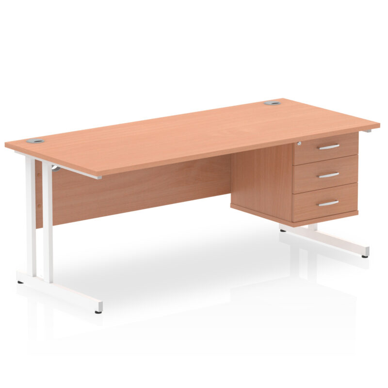 Surge 1800mm Cantilever Straight Desk With Single Fixed Pedestal - Image 4
