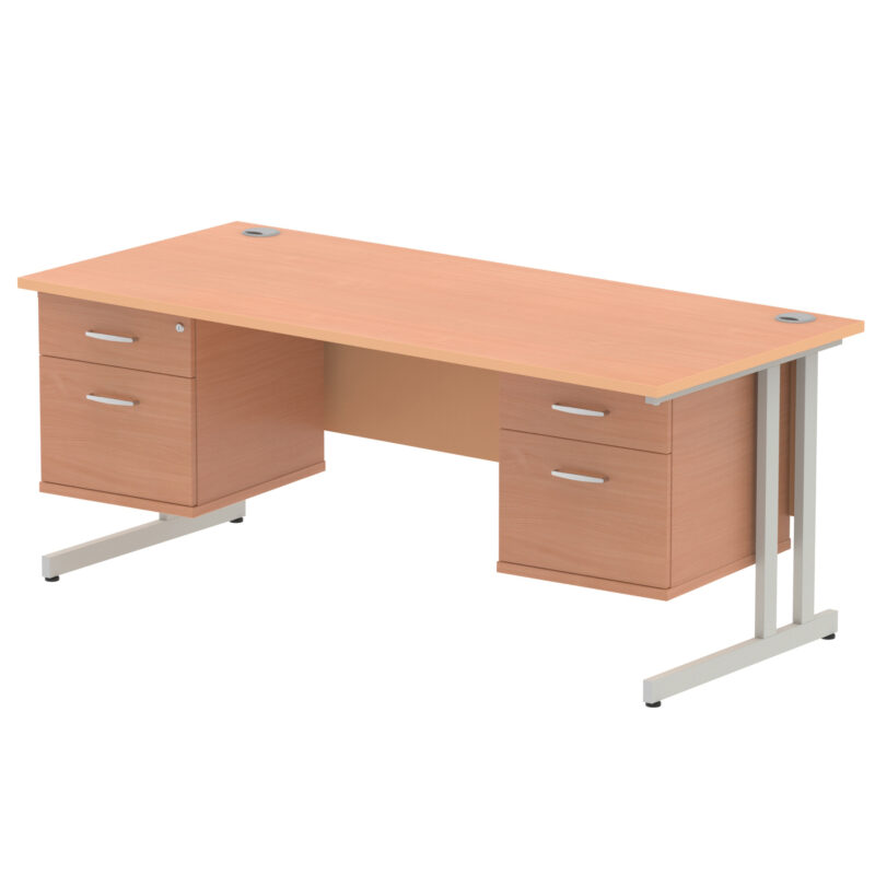 Surge 1800mm Cantilever Straight Desk With Two Fixed Pedestal - Image 26