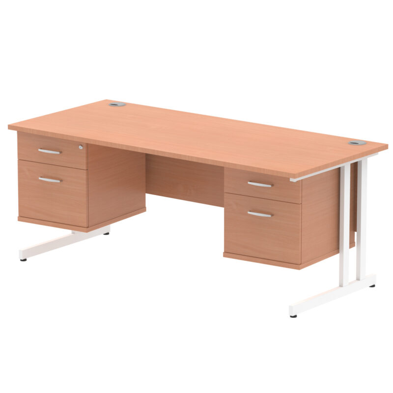 Surge 1800mm Cantilever Straight Desk With Two Fixed Pedestal - Image 3