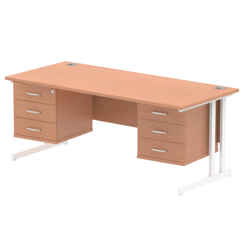 Surge 1800mm Cantilever Straight Desk With Two Fixed Pedestal - Image 4