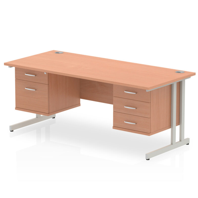 Surge 1800mm Cantilever Straight Desk With Two Fixed Pedestal - Image 24