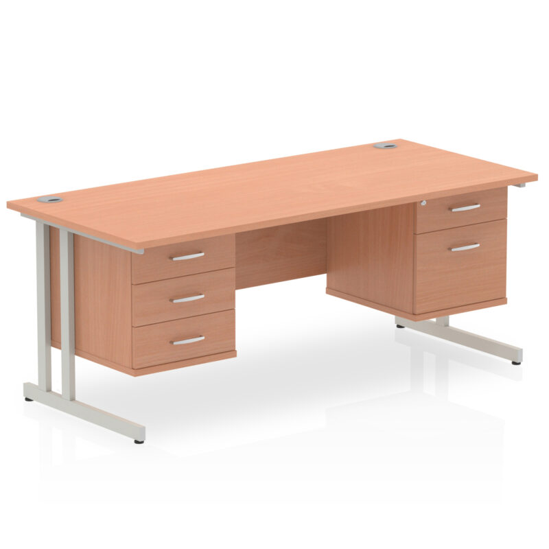 Surge 1800mm Cantilever Straight Desk With Two Fixed Pedestal - Image 25