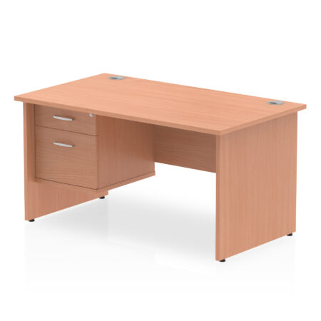 Surge 1400mm Panel End Straight Desk With Single Fixed Pedestal