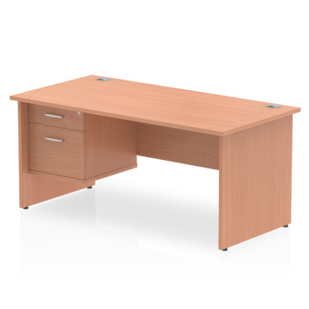 Surge 1600mm Panel End Straight Desk With Single Fixed Pedestal